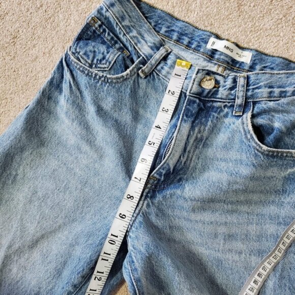 Mango High Rise Distressed Straight Barrel Leg Mom Jeans 90s 2 - Picture 6 of 9